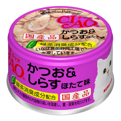 貓罐頭 鰹魚白身系列 - 鰹魚+白飯魚(瑤柱味) 85G #A-12