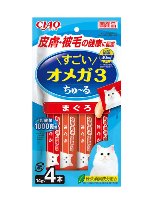 貓零食 日本肉泥 乳酸菌+奧米加 3 (SC-435) - 吞拿魚 14g x 4條裝