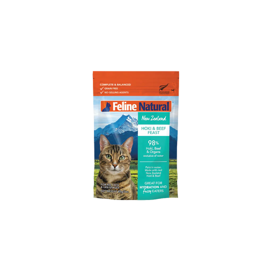 Feline Natural F9 Cat Wet Food Beef and Hoki Feast 85g (2179)  