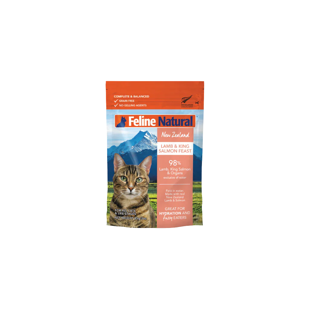 Feline Natural F9 Cat Wet Food Lamb and Salmon Feast 85g (2180)  